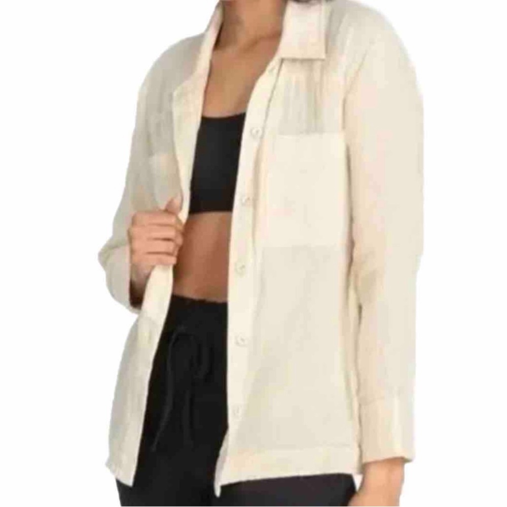Johnny Was Calme Double Pocket Shacket Cotton Women’s Cream Size XS
